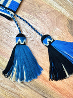 Handmade Wayuu Mochila | Large Blue and Black Crossbody Bucket Bag | Tambora Boutique
