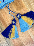 Handmade Wayuu Mochila | Large Blue and Yellow Crossbody Bucket Bag | Tambora Boutique