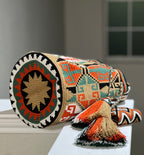 Handmade Wayuu Mochila Bag | Large Orange and Turquoise Crossbody Bucket Bag | Tambora Boutique