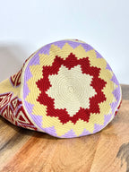 Handmade Wayuu Mochila | Large Burgundy and Purple Crossbody Bucket Bag | Tambora Boutique