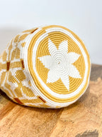 Handmade Wayuu Mochila | Medium Yellow and Orange Crossbody Bucket Bag | Tambora Boutique